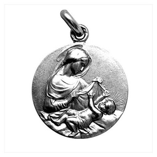 Medalla Plata Envejecida Virgen Madre 18mm MP1/1/150/18
