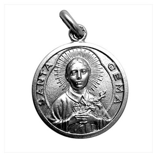 Medalla Plata Envejecida Santa Gema 20mm MP1/1/168/20
