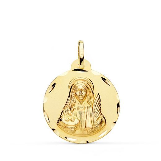 Santa Lucia guldmedalje udskåret 18kt 22 mm P8058-322