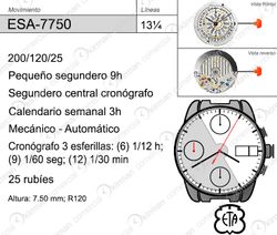 Movimiento Reloj Automático ETA ESA-7750