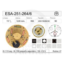 Movimiento Reloj Cuarzo ETA ESA-251-264/6 Calendario 6H