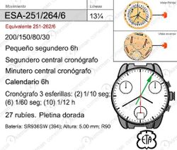 Movimiento Reloj Cuarzo ETA ESA-251-264/6 Calendario 6H