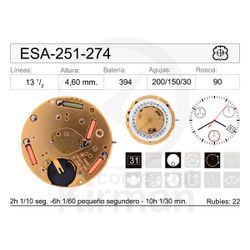 Movimiento Reloj Cuarzo ETA ESA-251-274 Calendario 4H