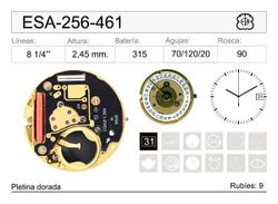 Movimiento Reloj Cuarzo ETA ESA-256-461 Calendario 3H