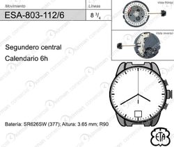 Movimiento Reloj Cuarzo ETA ESA-803-112/6 Calendario 6H