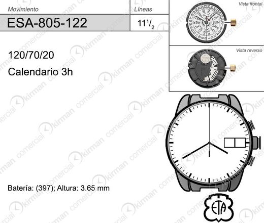 Movimiento Reloj Cuarzo ETA ESA-805-122