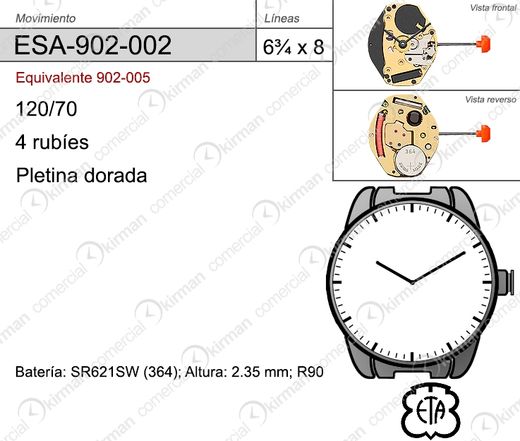 Movimiento Reloj Cuarzo ETA ESA-902-002