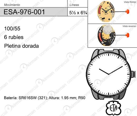 Movimiento Reloj Cuarzo ETA ESA-976-001