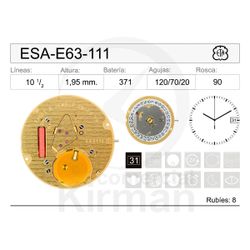 Movimiento Reloj Cuarzo ETA ESA-E63-111