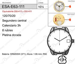 Movimiento Reloj Cuarzo ETA ESA-E63-111