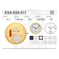 Movimiento Reloj Cuarzo ETA ESA-E64-511 Calendario 3H