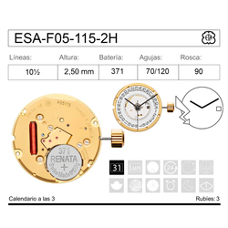 Movimiento Reloj Cuarzo ETA ESA-F05-115-2H Dos Agujas