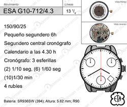 Movimiento Reloj Cuarzo ETA ESA-G10-712/4.3 Calendario 4.3H