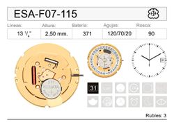 Movimiento Reloj Cuarzo ETA ETA-F07-115 Calendario 3H