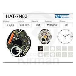Movimiento Reloj Hattori Cuarzo HAT-7N82 Calendario 3H