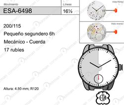 Movimiento Reloj Mecánico Cuerda Manual ETA ESA-6498