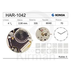 Movimiento Reloj Ronda Cuarzo HAR-1042 Dos Agujas
