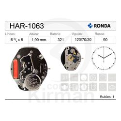Movimiento Reloj Ronda Cuarzo HAR-1063