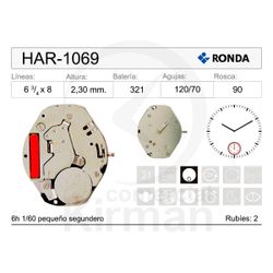 Movimiento Reloj Ronda Cuarzo HAR-1069