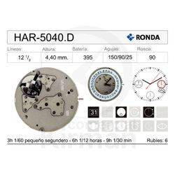 Movimiento Reloj Ronda Cuarzo HAR-5040.D Calendario 4H