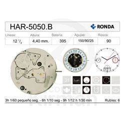 Movimiento Reloj Ronda Cuarzo HAR-5050.B Cronógrafo Calendario 6H