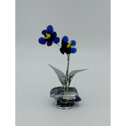 Orquídea 13cm Cristal NF1321D Azul Base Piedra azul