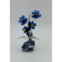 Orquídea Doble 16cm Cristal NF1321E Azul Base Piedra azul