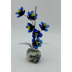 Orquídea Triple 19cm Cristal NF1321F Azul Base Piedra azul