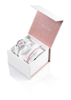 Pack Comunión Reloj Viceroy Niña 401026-05 Correa Piel y Pulsera Rosa Cuero