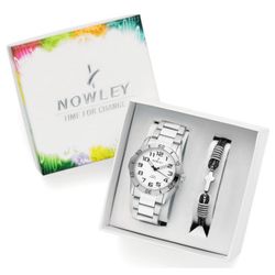 Pack Reloj Nowley Infantil 8-0990-0-1 Acero Analogico Pulsera Piel Negra