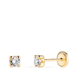 Pendientes 4 Garras Circonitas Oro 18kts 3mm N5700-3AT