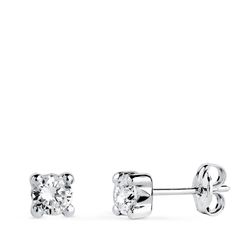 Pendientes 4 Garras Circonitas Oro Blanco 18kts 4mm N5700-4BP