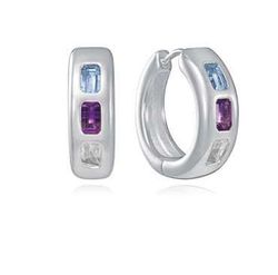 Pendientes Acero Baño Plata Viceroy Mujer 14456E01000 Aro C. Piedras Ropacio Azul, Topacio Blanco & Amatista