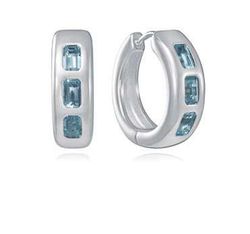 Pendientes Acero Baño Plata Viceroy Mujer 14456E01013 Aro C. Piedras Topacio Azul