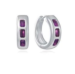 Pendientes Acero Baño Plata Viceroy Mujer 14456E01019 Aro C. Piedras Amatista