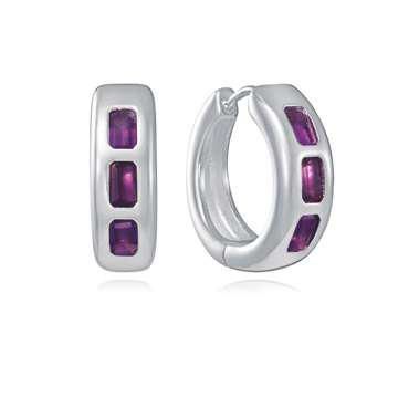 Pendientes Acero Baño Plata Viceroy Mujer 14456E01019 Aro C. Piedras Amatista