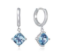 Pendientes Acero Baño Plata Viceroy Mujer 14457E01013 Aro C. Colgante Piedra Topacio Azul