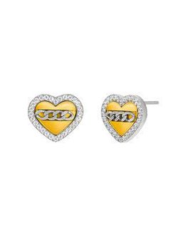 Pendientes Acero Bicolor Dorado Marea C02101/AQ Corazón Circonitas