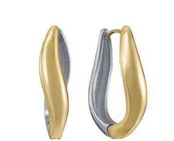 Pendientes Acero Bicolor Dorado Viceroy Mujer 15225E01012 Aro Alargado Pulido En Brillo