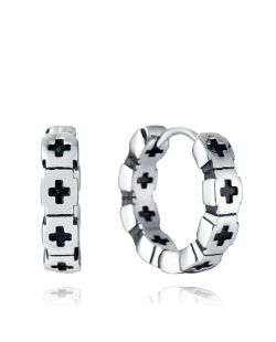 Pendientes Acero Bicolor Negro Viceroy Hombre 1,7cm 14335E01000 Aro Cruces