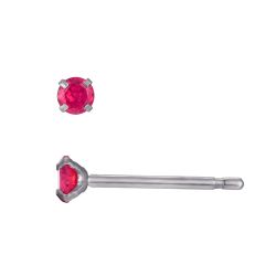Pendientes Acero Circonitas Rubí 3mm PAZ0033RHZR03