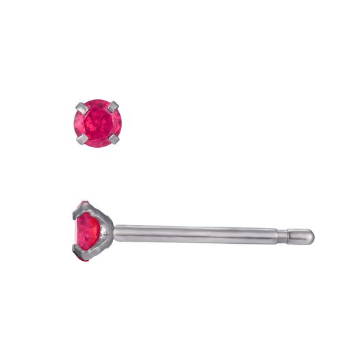 Pendientes Acero Circonitas Rubí 3mm PAZ0033RHZR03