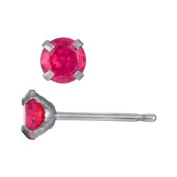 Pendientes Acero Circonitas Rubí 5mm PAZ0033RHZR05