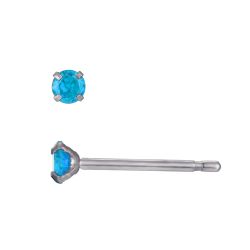 Pendientes Acero Circonitas Topacio Azul 3mm PAZ0033RHTA03