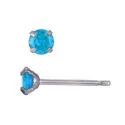 Pendientes Acero Circonitas Topacio Azul 4mm PAZ0033RHTA04