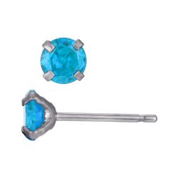 Pendientes Acero Circonitas Topacio Azul 5mm PAZ0033RHTA05