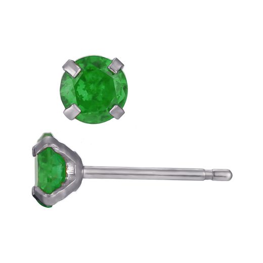 Pendientes Acero Circonitas Verdes 5mm PAZ0033RHZV05