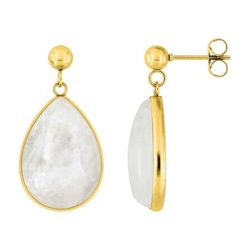 Pendientes Acero Dorado Argyor MRM Mujer (AC)435717 Colgante Piedra Jade Blanco