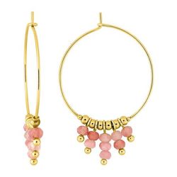 Pendientes Acero Dorado Argyor MRM Mujer (AC)435727 Aro Piedras Cuarzo Rosa