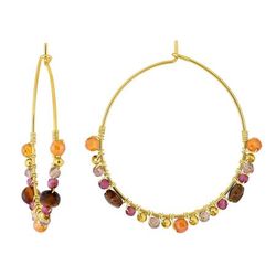 Pendientes Acero Dorado Argyor MRM Mujer (AC)435729 Aro Piedras Agata Granate